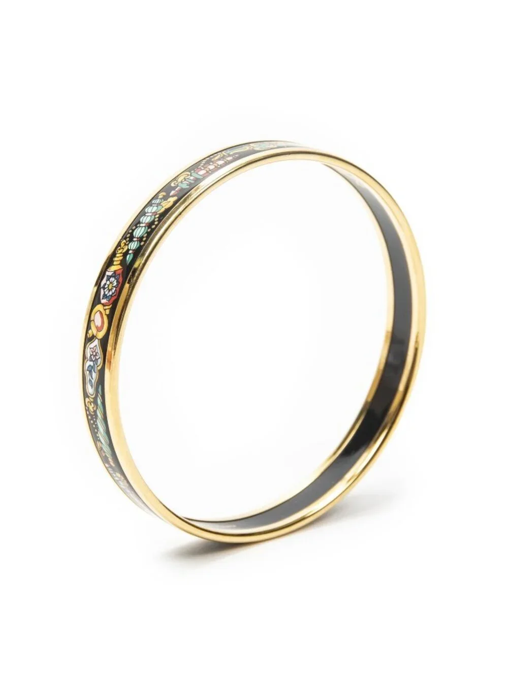 Hermes Enamel Bangle Black Vase Motif